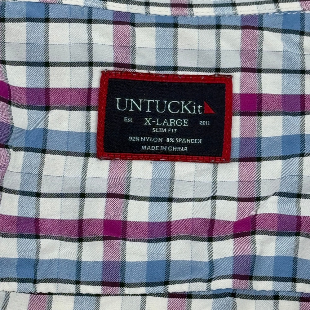 UNTUCKit Button Down‎ Shirt Mens X-Large Slim Fit Plaid Nylon Spandex - Picture 4 of 9